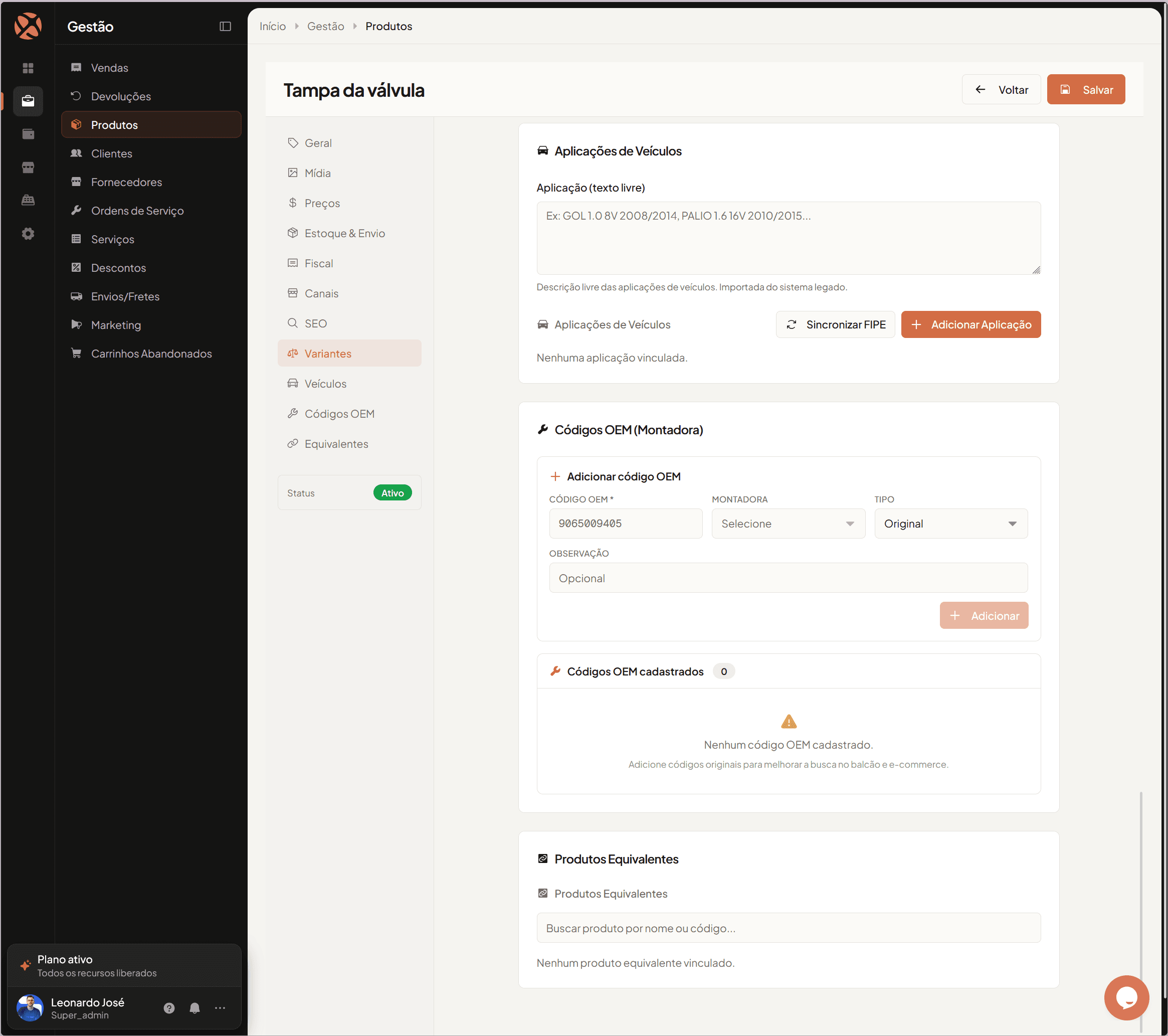 Dashboard de relatórios do Operify